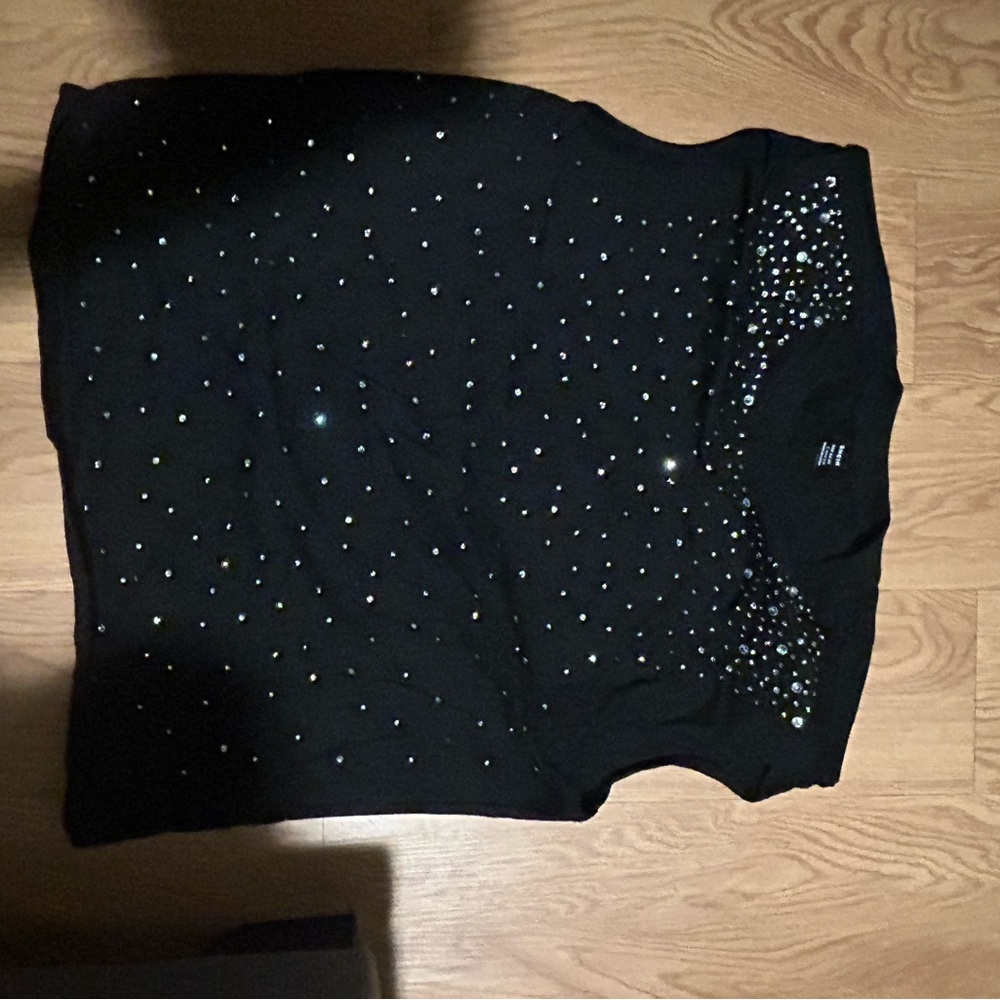 Black Sleeveless Top with Rhinestone Accents